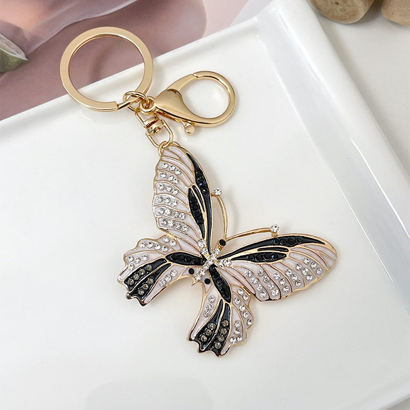 巽恩合金蝴蝶镶钻钥匙扣挂饰扁平钥匙圈饰品挂件时尚创意礼品