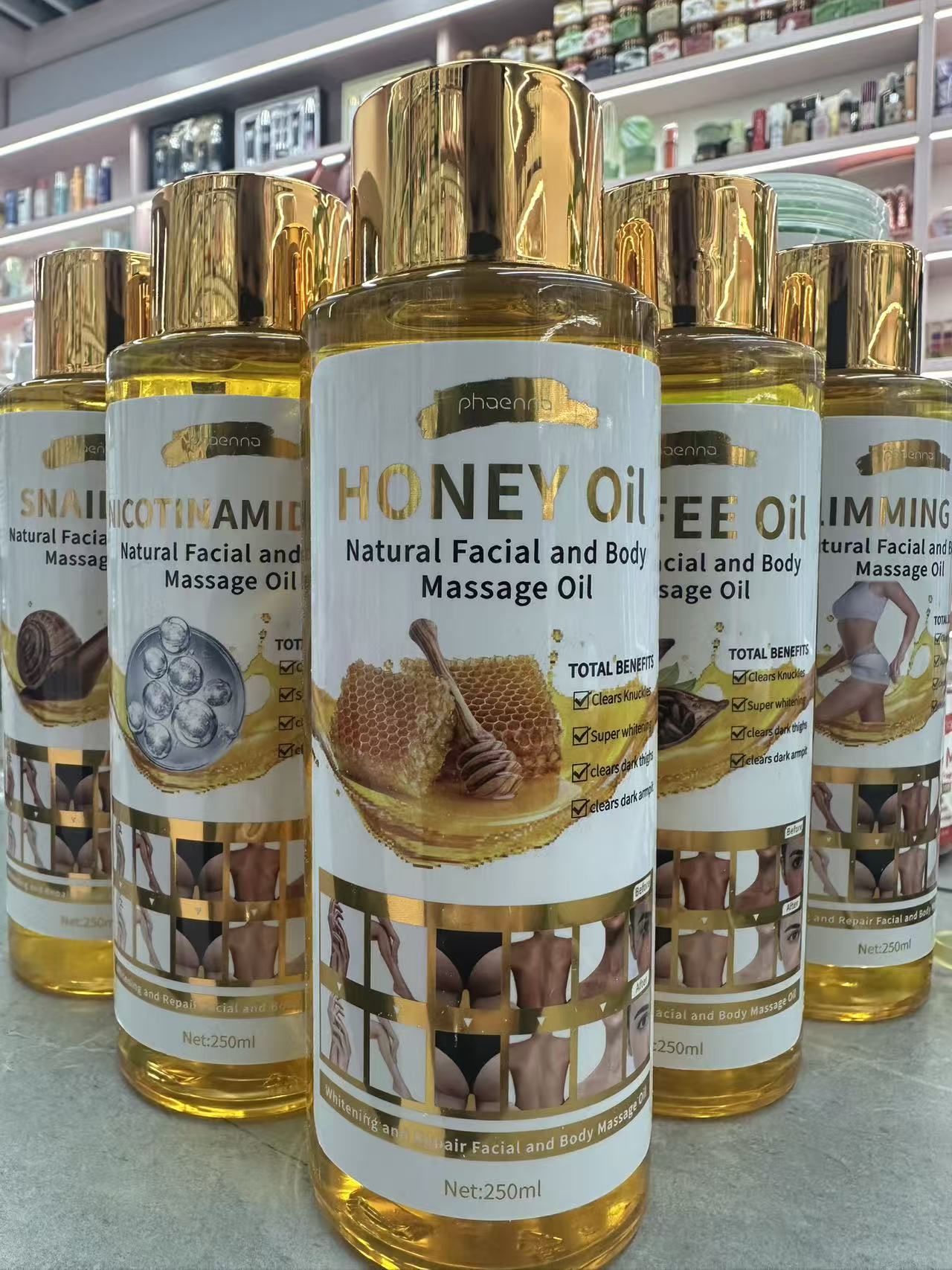 2025跨境热卖250ML蜂蜜面部身体天然按摩油Natural Facial  and Body Massage Oil产品图