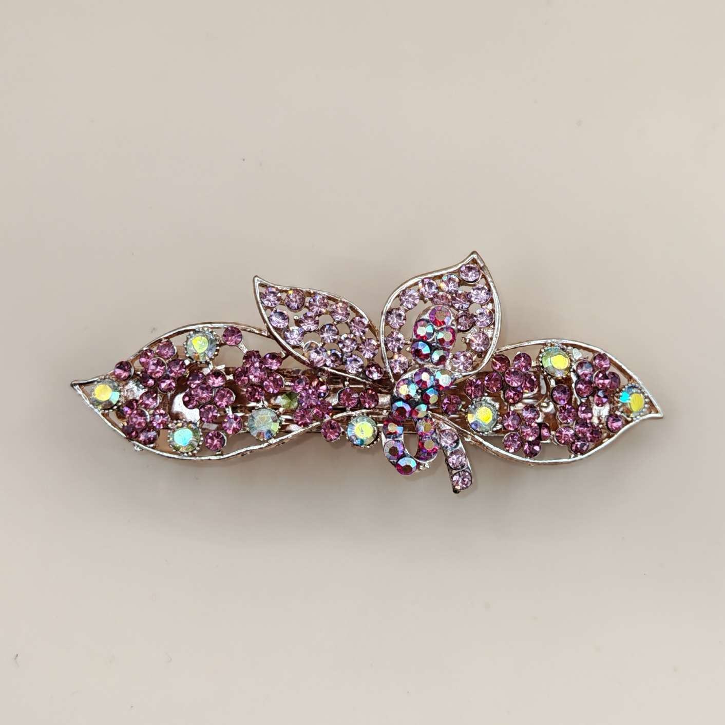 大号夹子头饰粉色发夹女后脑勺妈妈发卡优雅中号横夹弹簧夹水钻顶夹