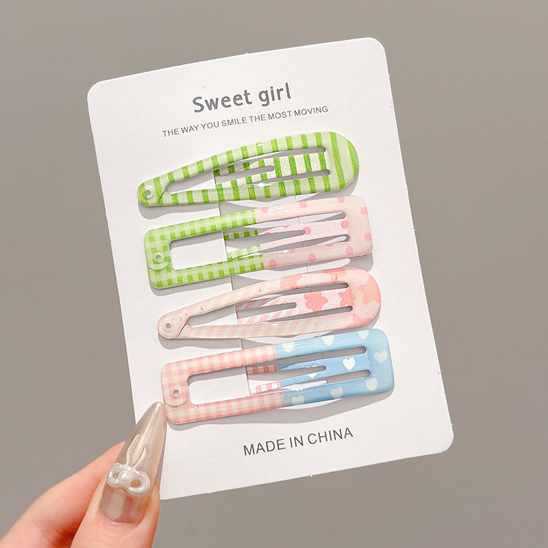 children's fresh blue polka dots barrettes female side broken hair bb clip hair accessories cute bang side clip hairpin Application Scenario