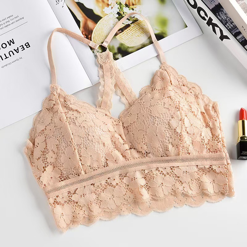 Wholesale of women's lace cross backrest sexy halter strapless high-elasticity high-quality backrest women's vests without steel rings, yoga bras and strapless underwear Item Picture