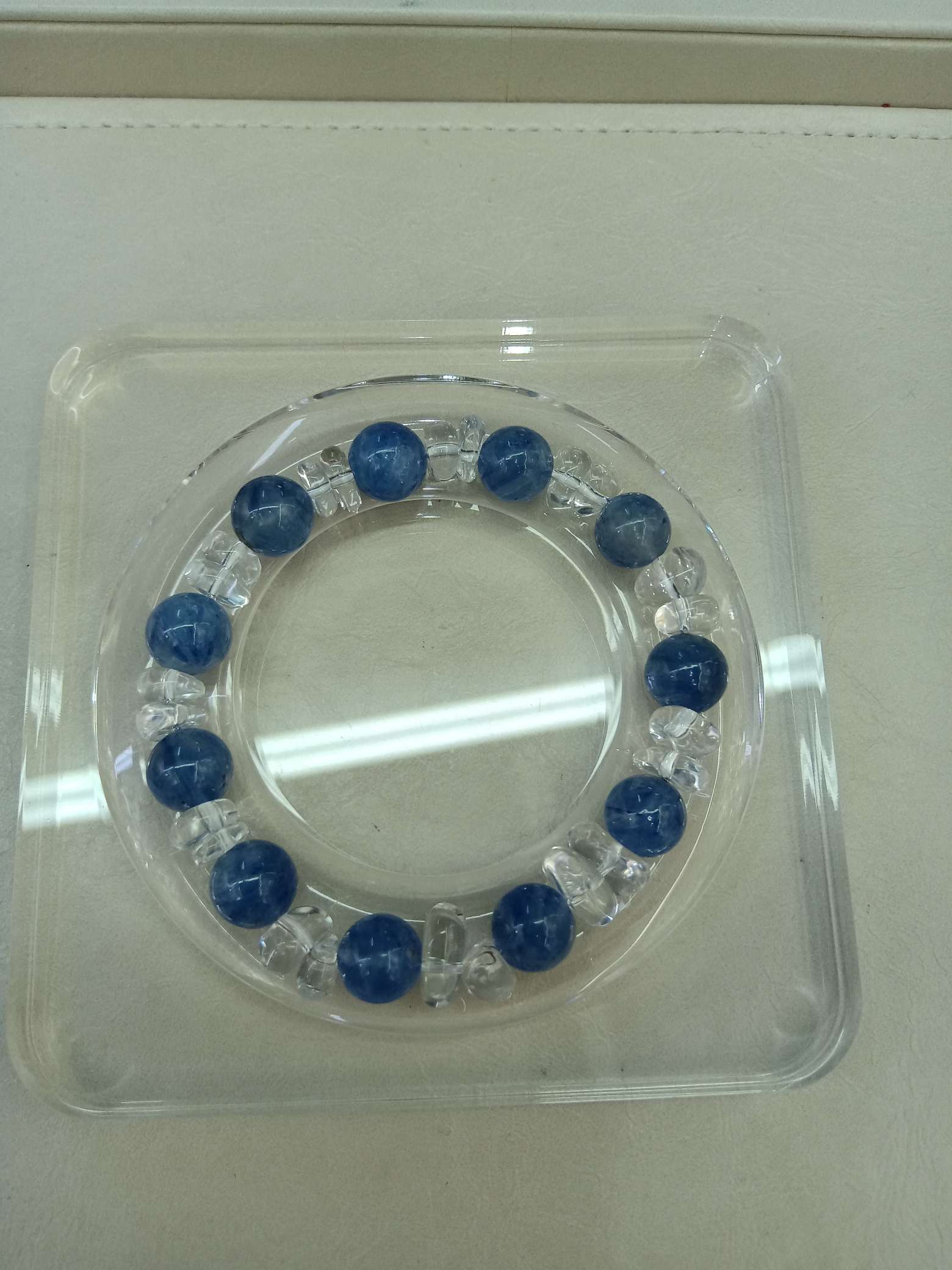 天然白水晶蓝晶石