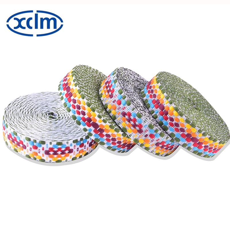 In stock: 2.5cm thickened cotton strap, colorful woven jacquard strap, versatile canvas decoration, polyester-cotton pet strap, luggage pic 3