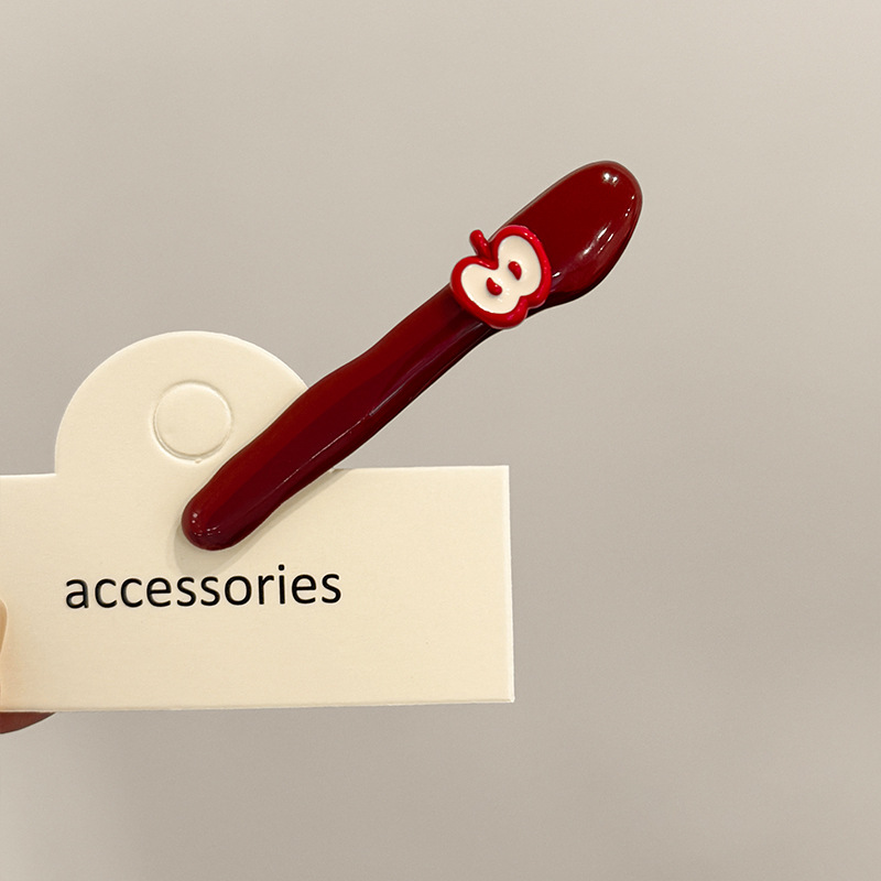 ankela red apple barrettes female forehead side bang clip seamless broken hair duckbill bar hairclip hair accessories details Picture