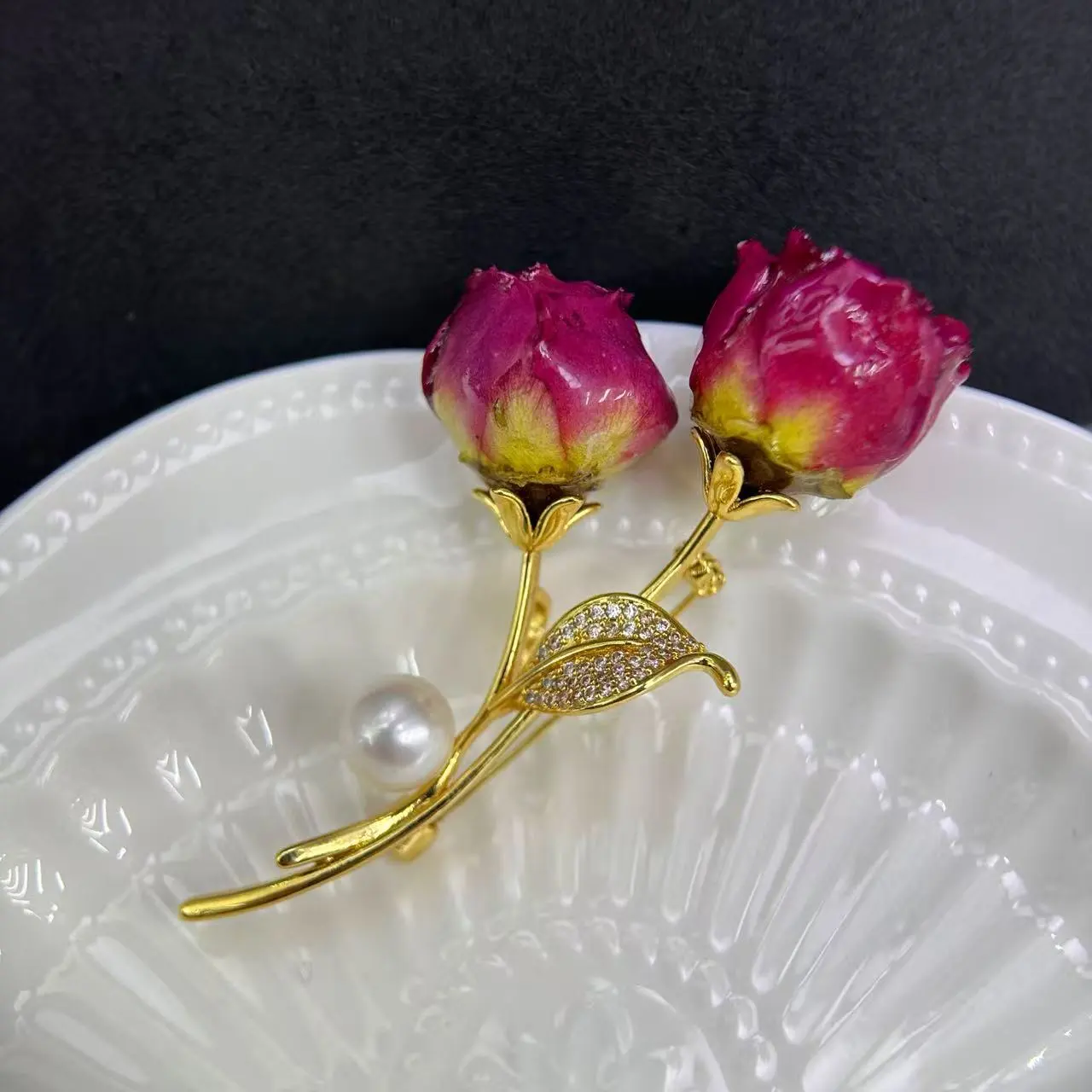 Eternal flower brooch, brooch accessory brooch, fabric brooch detail image 7