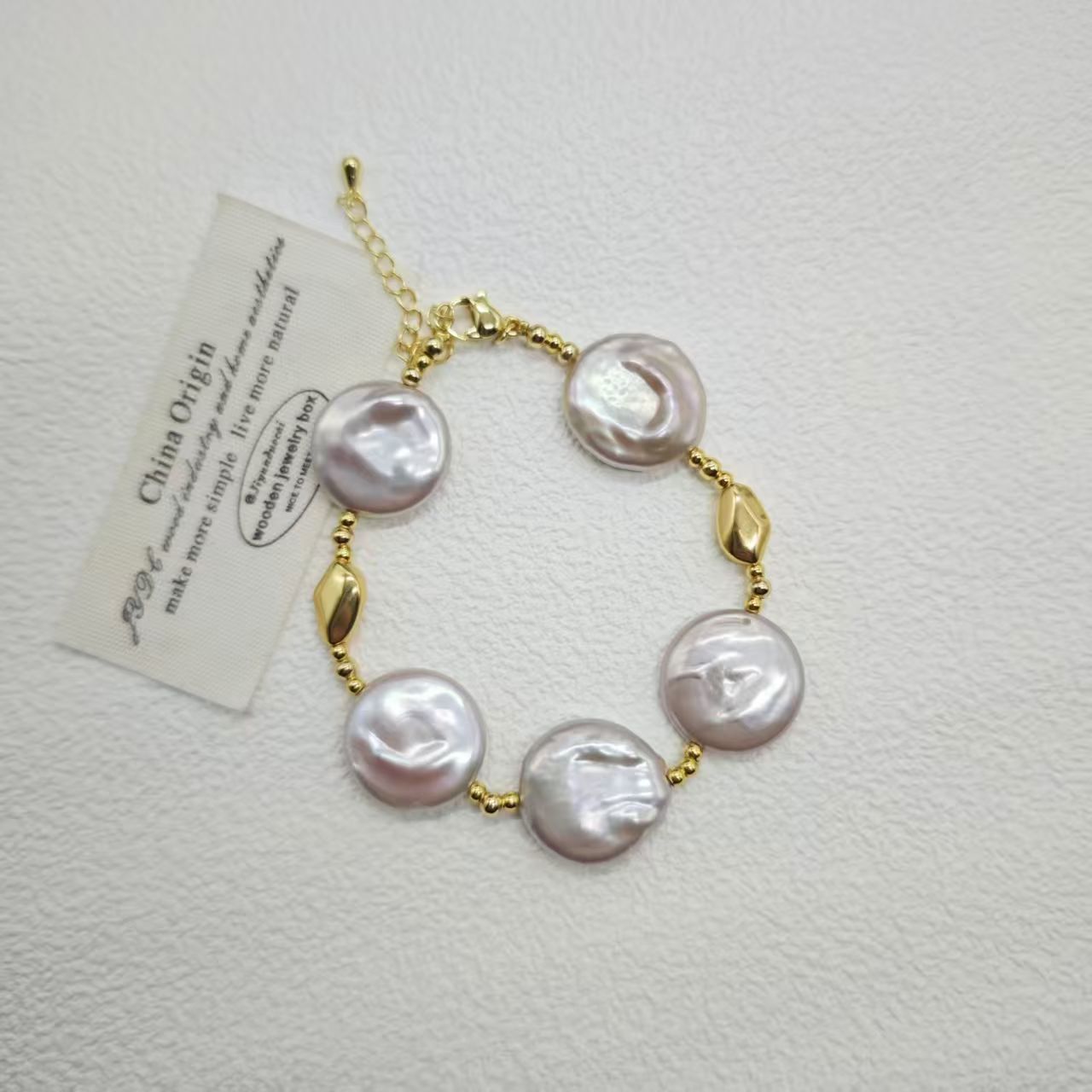 粉紫色圆片巴洛克珍珠饰品详情图3