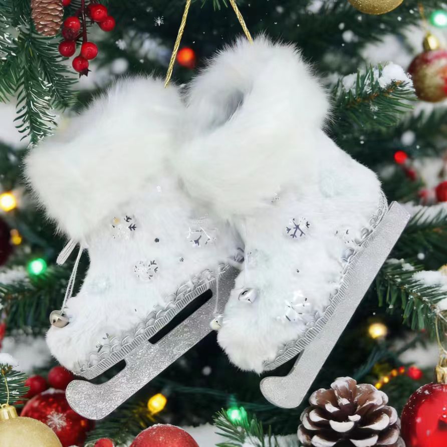 sote银白色圣诞冰鞋装饰收纳一体两用圣诞冰鞋新年圣诞用品