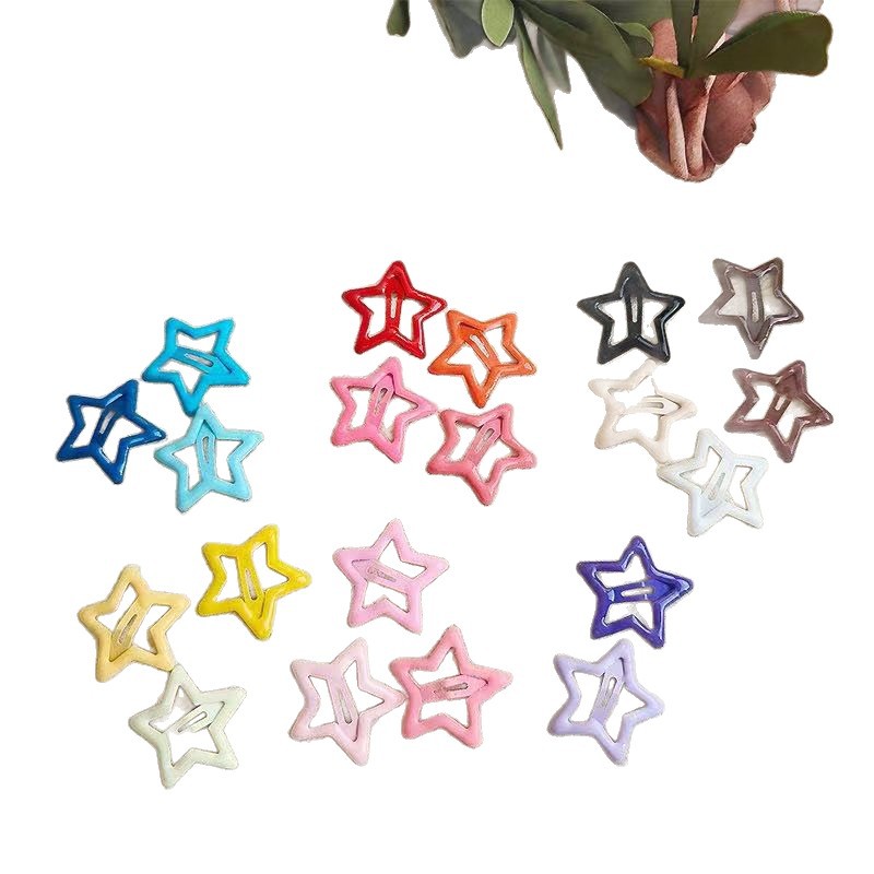 new dopamine five-pointed star dripping oil barrettes female side fringe clip hairpin broken hair bb clip small clip headdress Item Picture