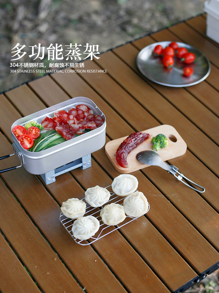 Outdoor cooking wonder aluminum alloy lunch box, camping picnic square lunch box, travel portable Japanese bento lunch box Item Picture