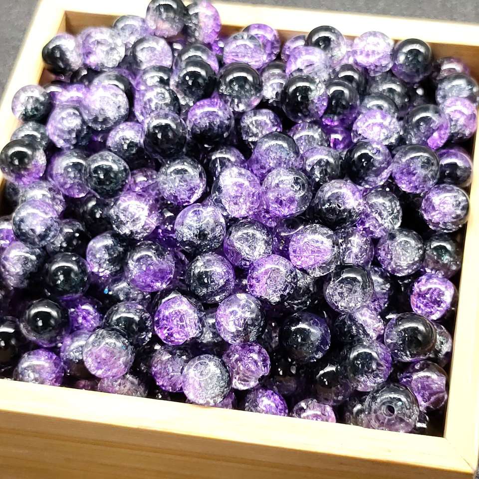 8mm bead burst flower bead set of floral glass round bead bracelet, diy handmade jewelry accessory