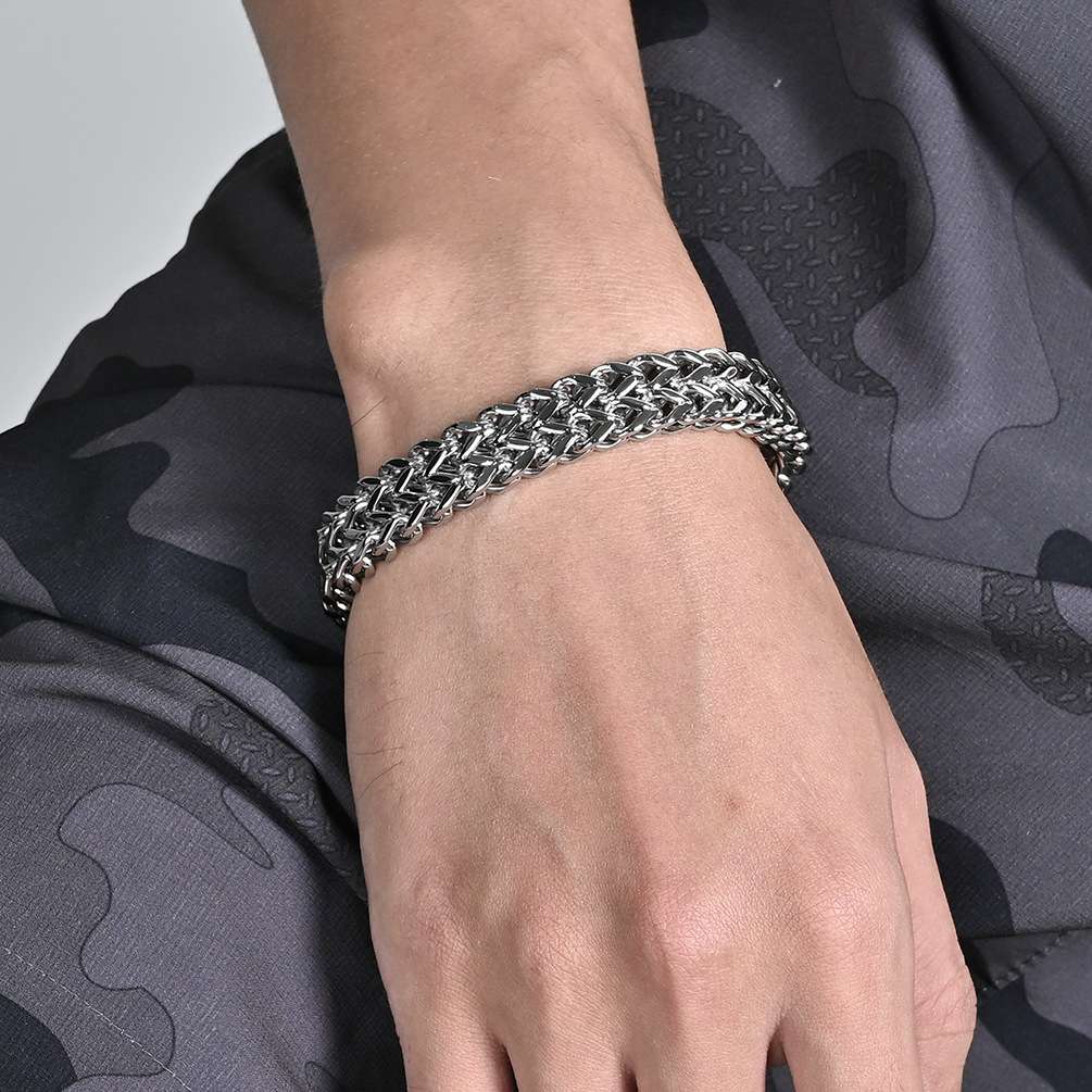 European and American personalized and trendy men's titanium steel bracelet accessories, hip-hop titanium steel bracelet men's simple stainless steel accessories detail image 6