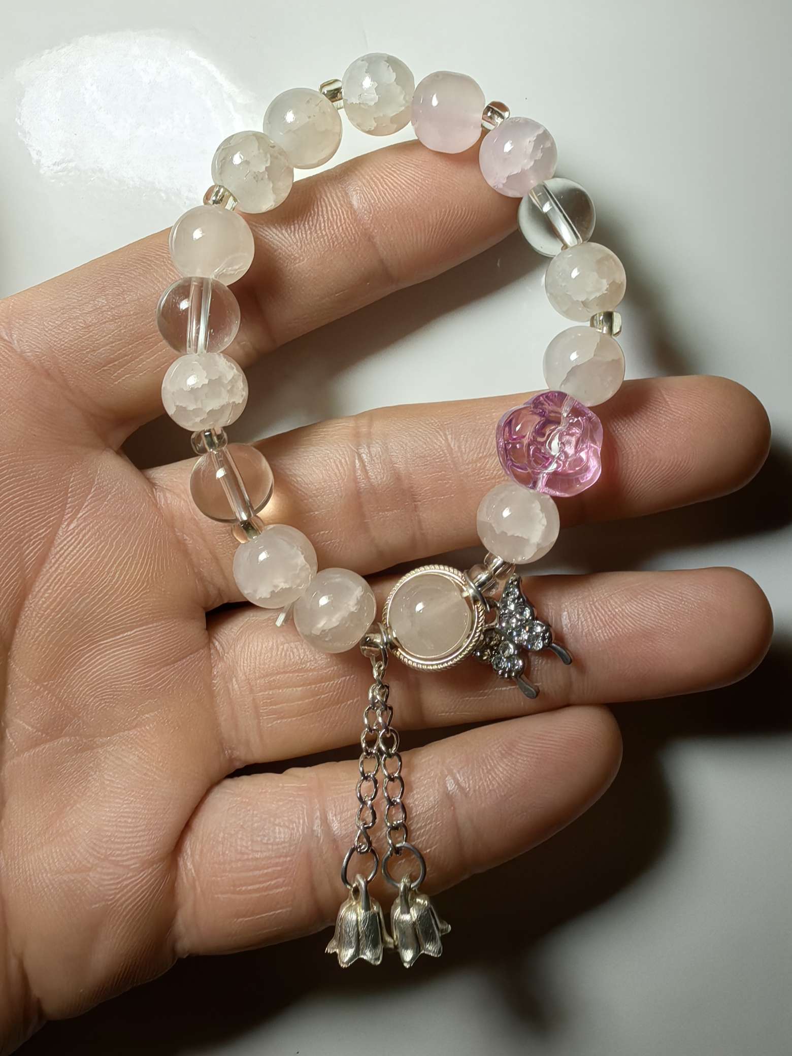 轻盈彩虹玻璃手链 七彩糖果色手工编织 夏日出街小清新饰品女手链水晶手串