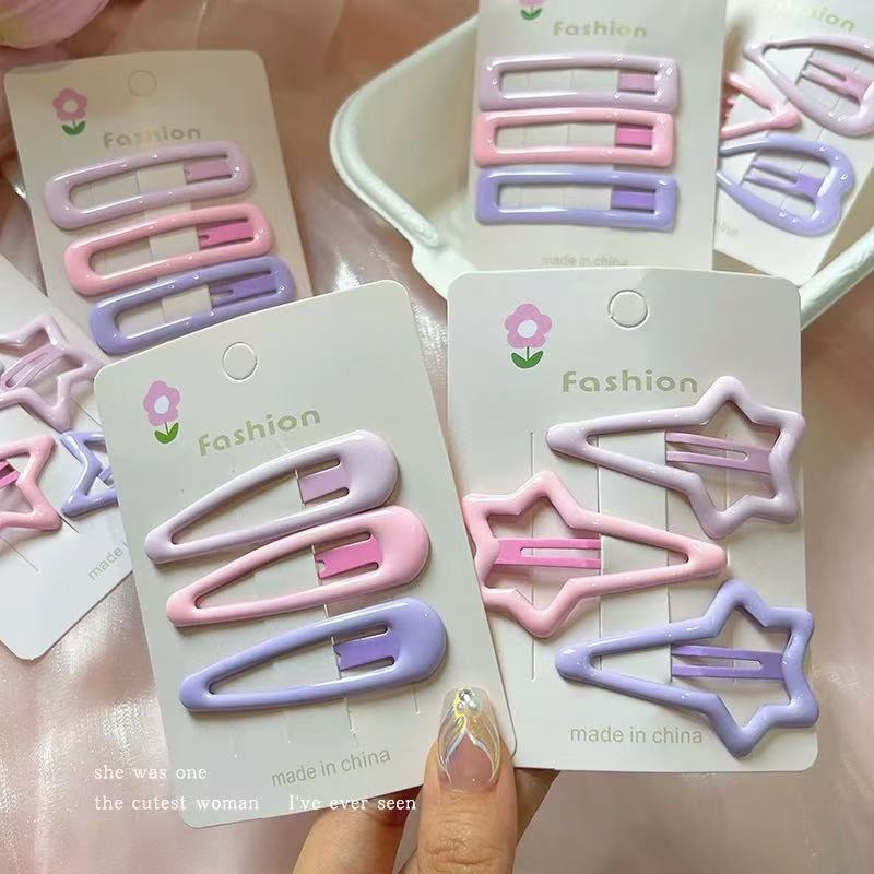 Colorful star hair clips, female forehead bangs side clips, children's hair clips, high-end hair clips, cute bb clips Application Scenario
