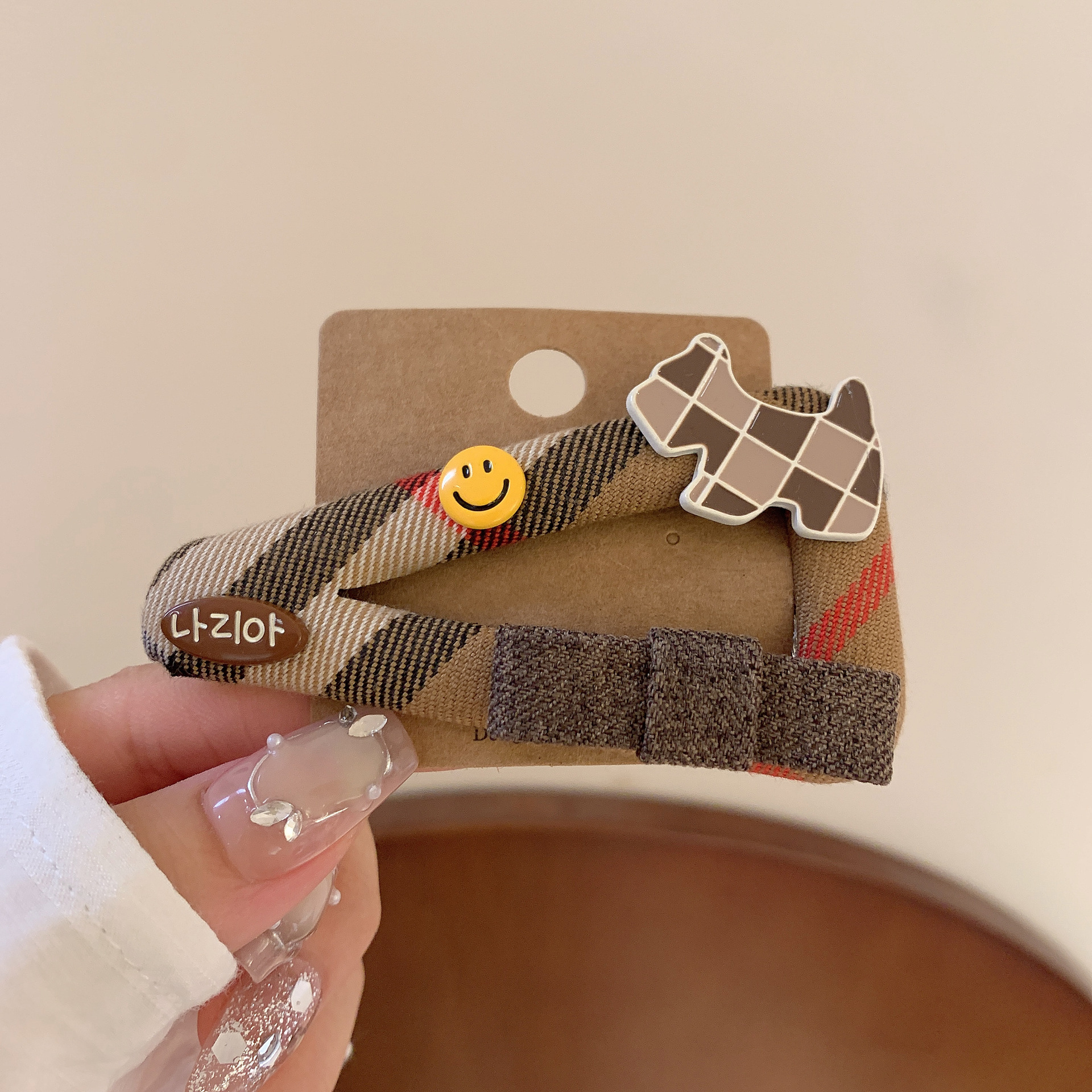 korean new british khaki plaid bb clip barrettes fashion high sense bang clip side clip children's hair accessories full figure