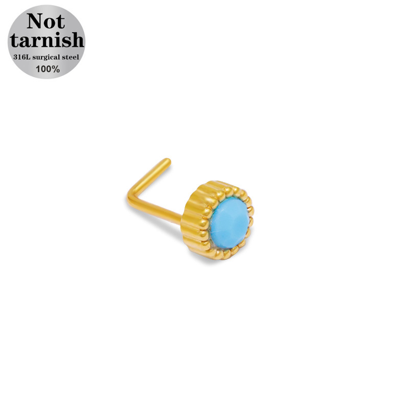 创意饰品多款个性穿刺耳钉耳环简约时尚男女通用装饰品配饰盖贝欧美跨境小清新蓝色系列小花L杆穿刺鼻钉五角星鼻钉鼻饰 详情图3