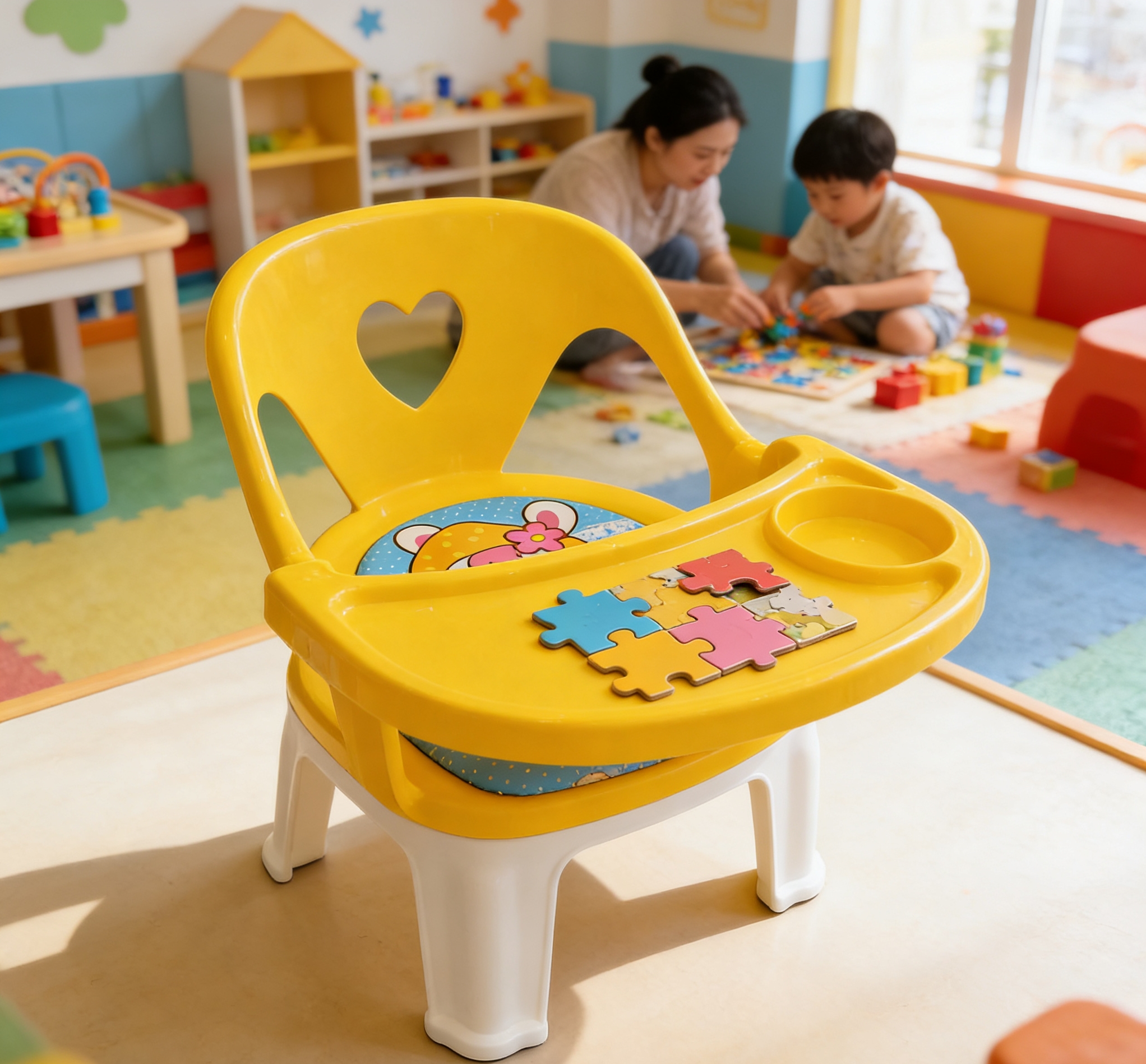 Baby high chair, multi-functional eating seat, children's cartoon backrest, call chair with plates Item Picture