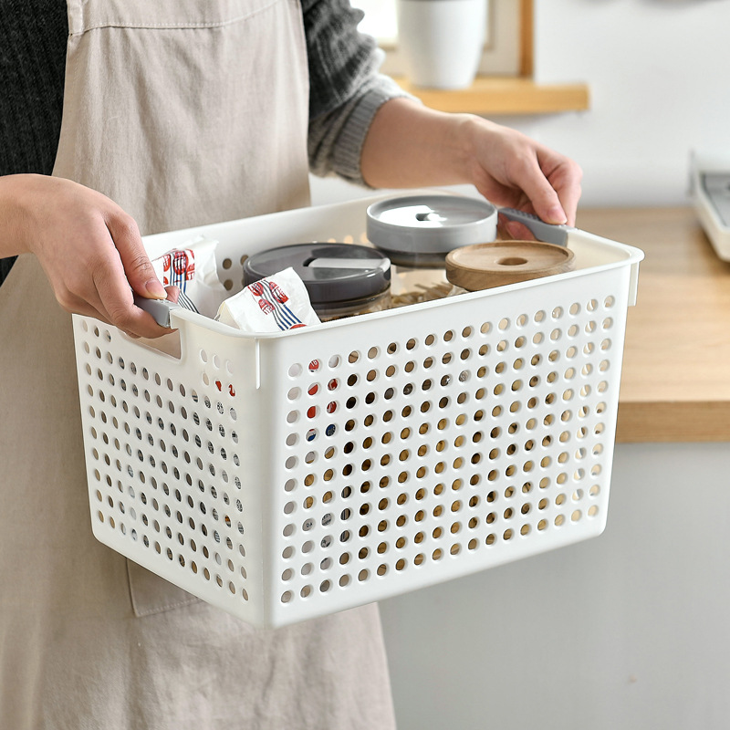 Plastic storage basket, desktop sundries storage box, rectangular, kindergarten snack and toy storage basket, small storage basket details Picture
