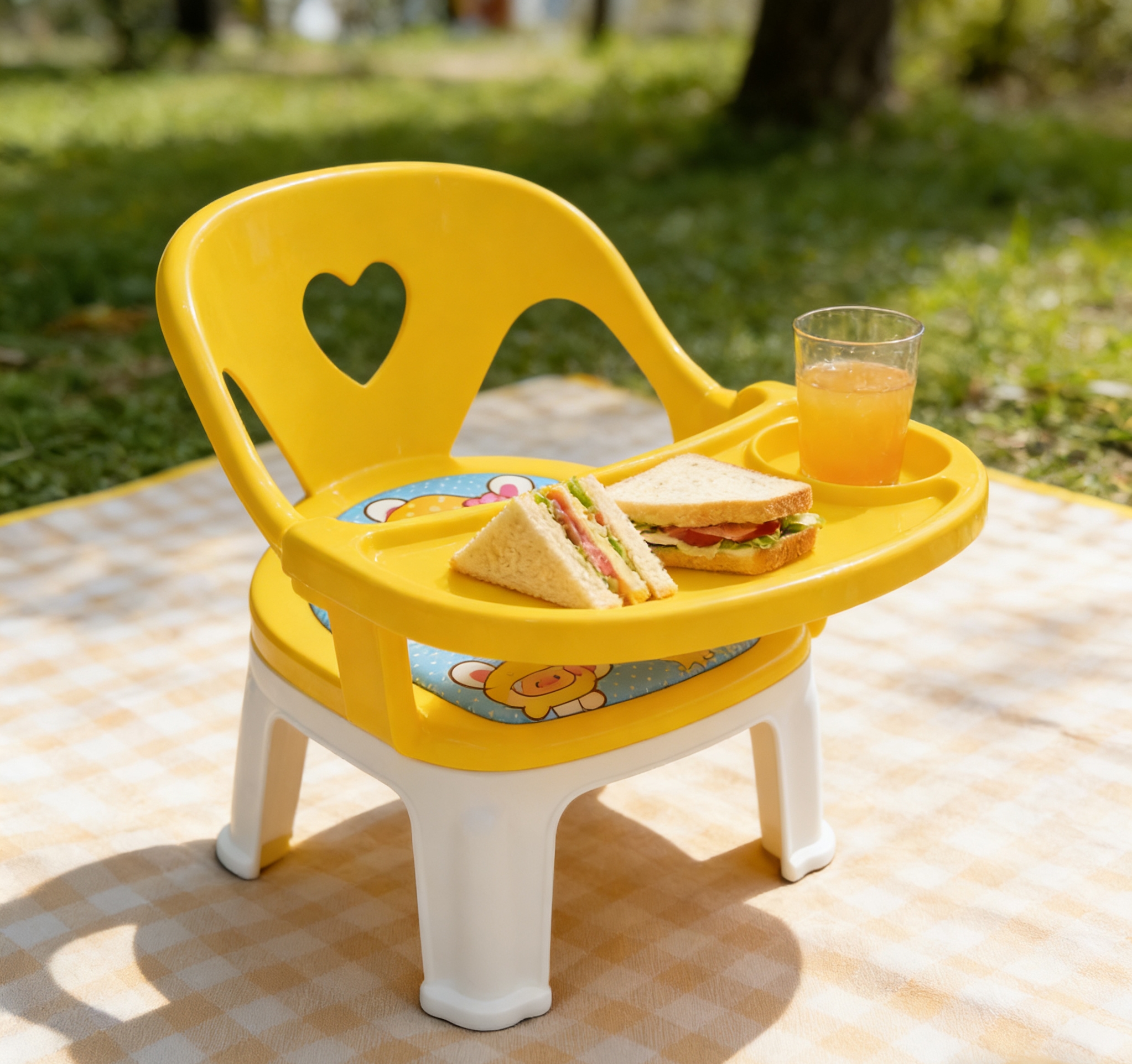 Baby high chair, multi-functional eating seat, children's cartoon backrest, call chair with plates Specification image