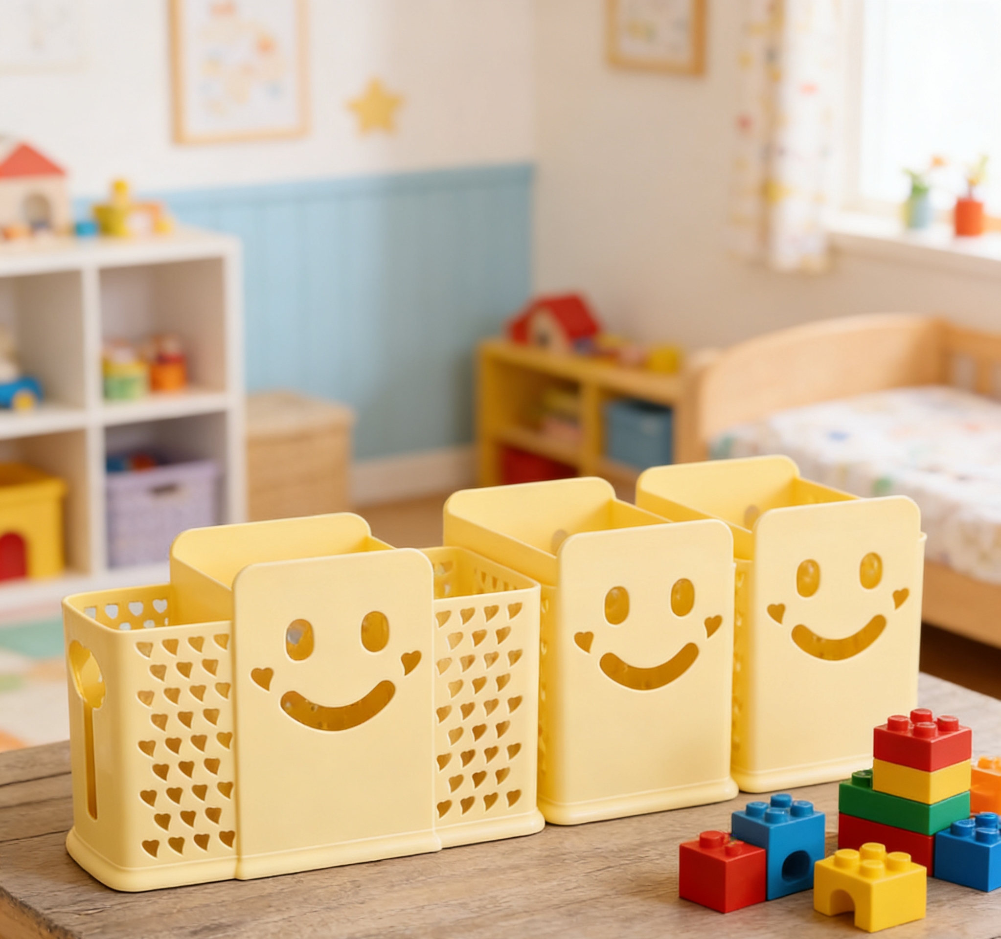 Smiling face 筷笼 multi-functional chopstick holder, plastic chopstick rest, draining household tableware storage rack, chopstick and spoon storage box Specification image