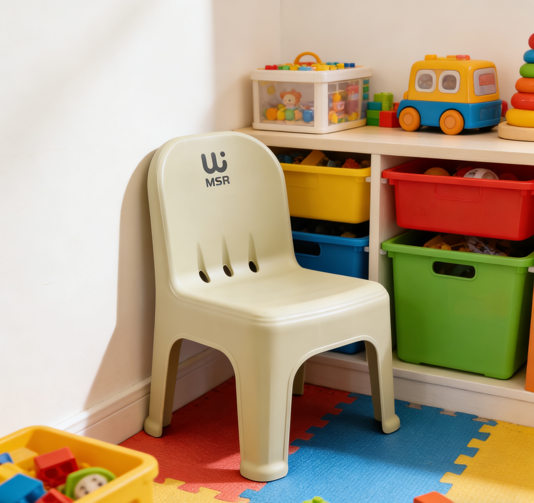 MSR children's plastic backrest chair, thickened home baby small chair, anti-slip bench for kindergarten Application Scenario