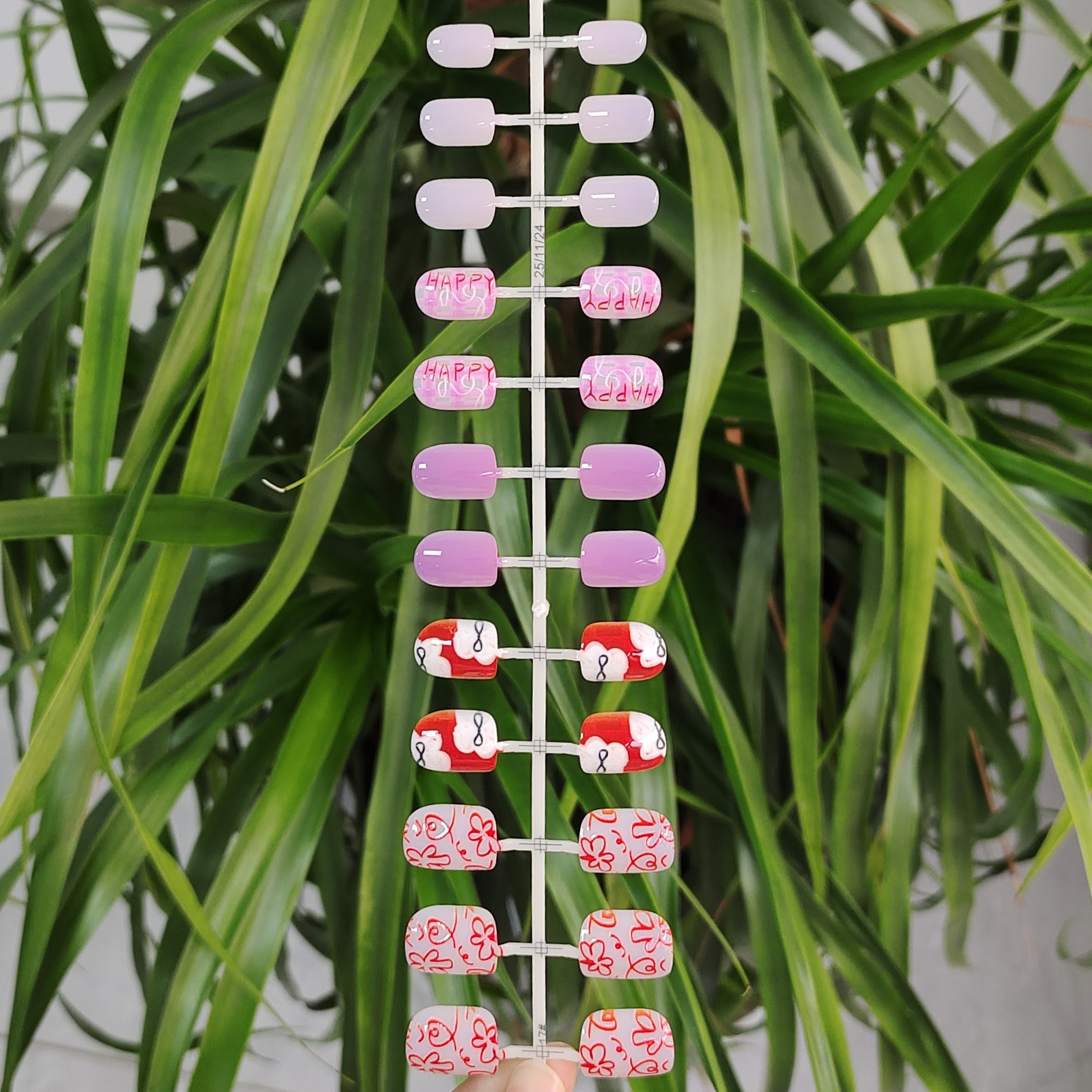 24 PCS PRESS ON NAIL TIPS SHORT ROUND SHAPE PRINTING CRAFT WITH FLOWER DESIGN full figure
