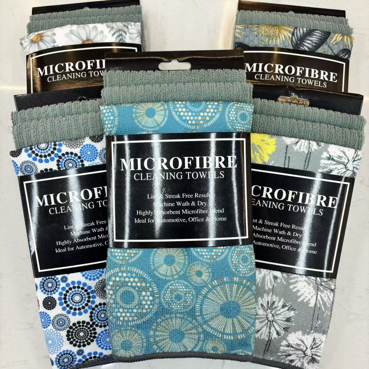 Bahia Home Cleaning 1+2 Set: Printed + Plain Cloth, Kitchen Dishcloth, Stain Removal and Cleaning Cloth Item Picture