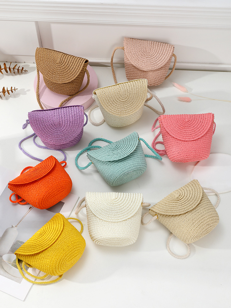 Summer season vacation paja color woven bag 2025 nuevo boho paja bag mujer crossbody pequeños bolsos niños bolsos niños niños patchwork detail image 3