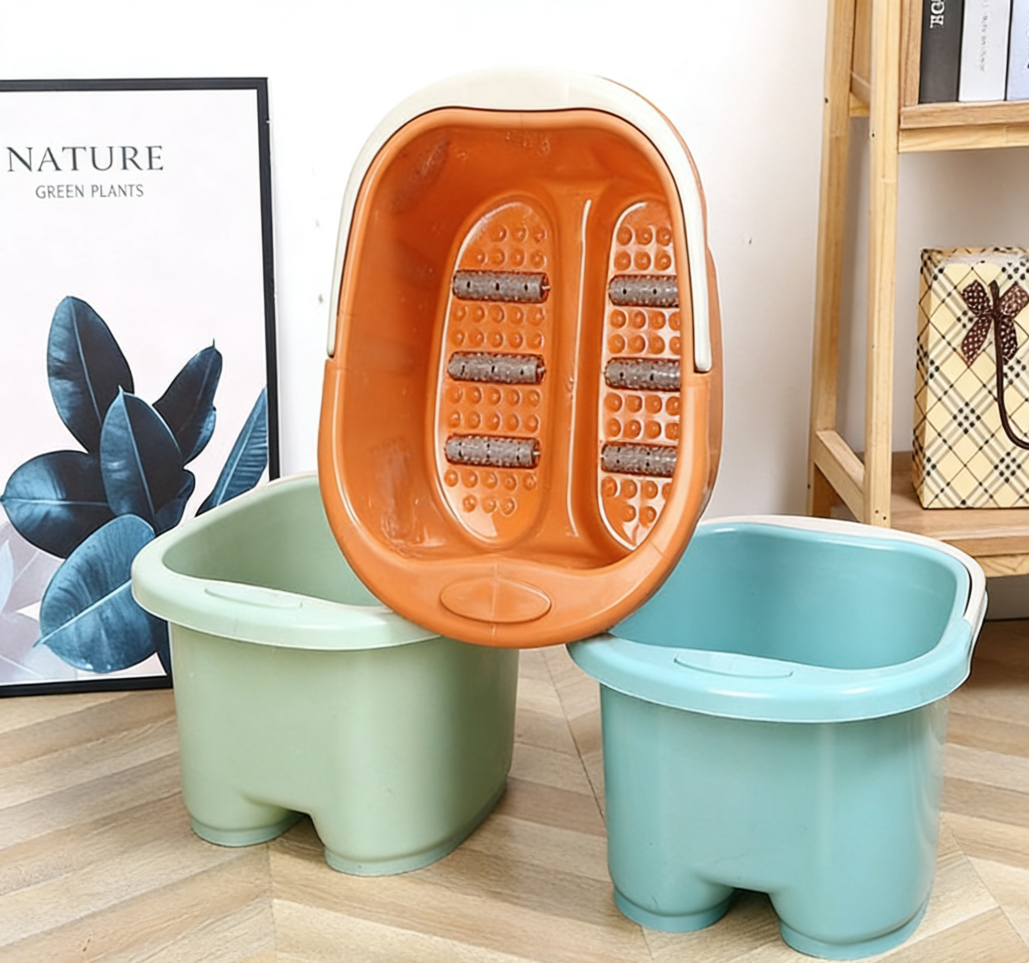 Plastic foot bath tub, household foot washing tub, roller massage tub, plastic foot bath tub manufacturer wholesale massage foot soaking tub details Picture