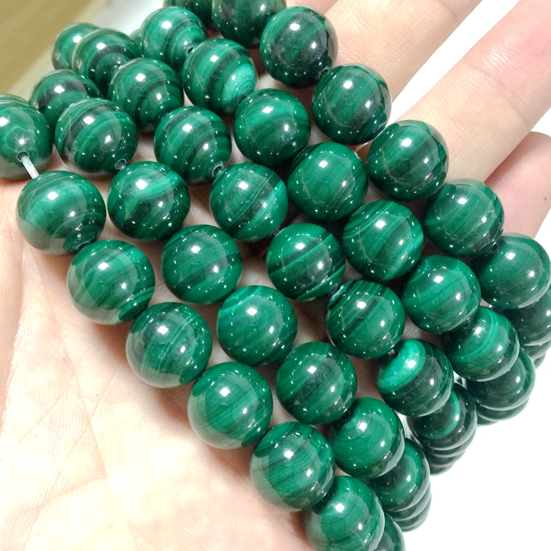 天然孔雀石散珠圆珠珠子DIY厂家跨境批发 Malachite Stone