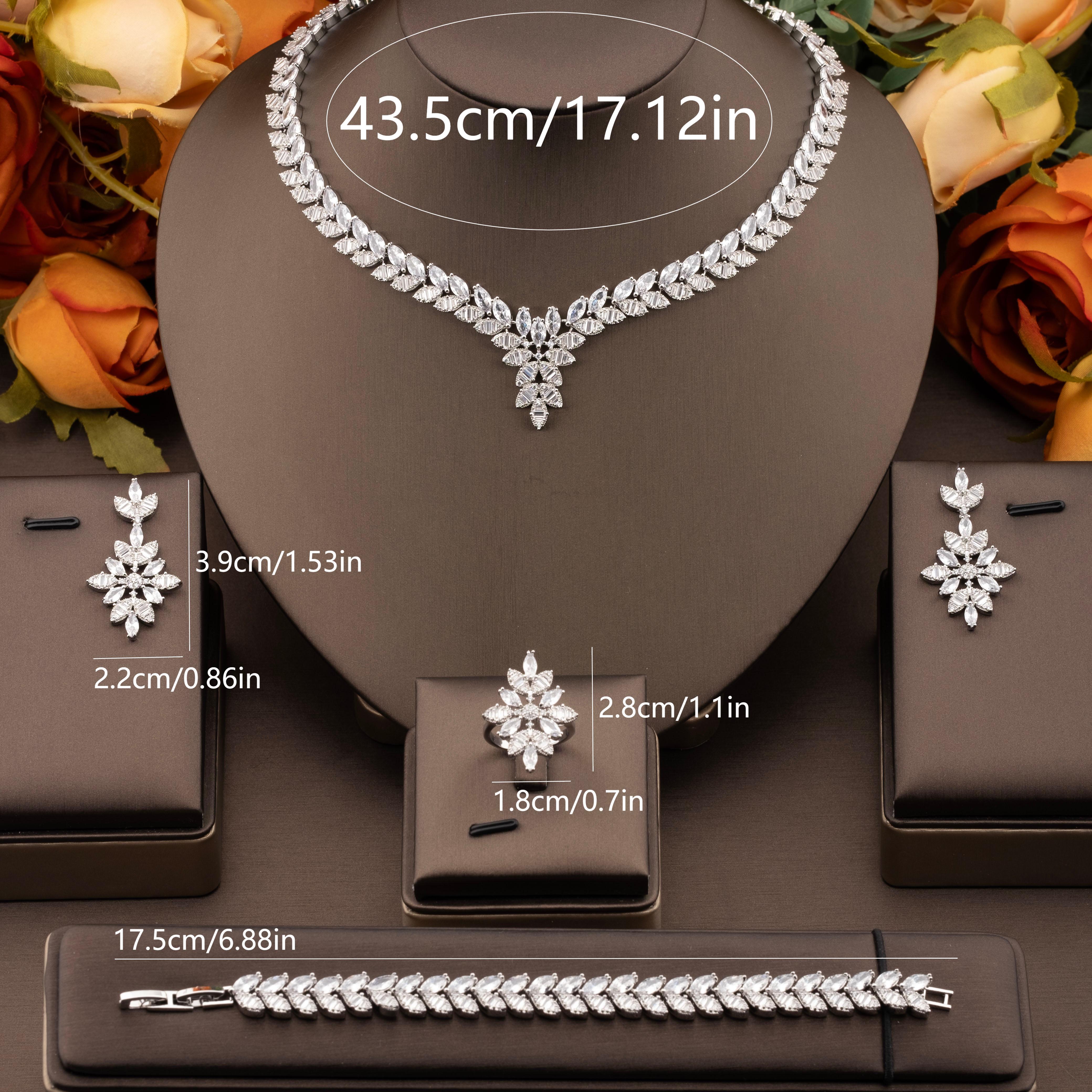 A luxurious and elegant jewelry set set with sparkling cubic zirconia wheat ears is suitable for ladies to wear at their weddings Item Picture