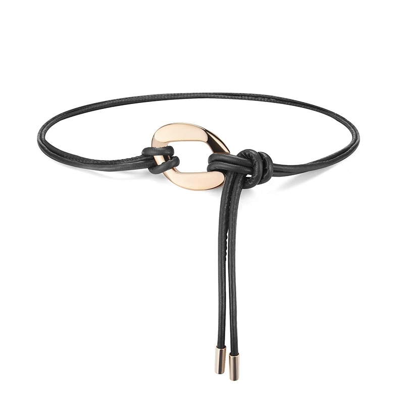 Women's waist belt, slender rope, retro decorative dress, shirt, summer versatile black small belt, waist chain accessory details Picture