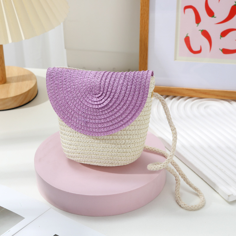 Summer season vacation paja color woven bag 2025 nuevo boho paja bag mujer crossbody pequeños bolsos niños bolsos niños niños patchwork detail image 5