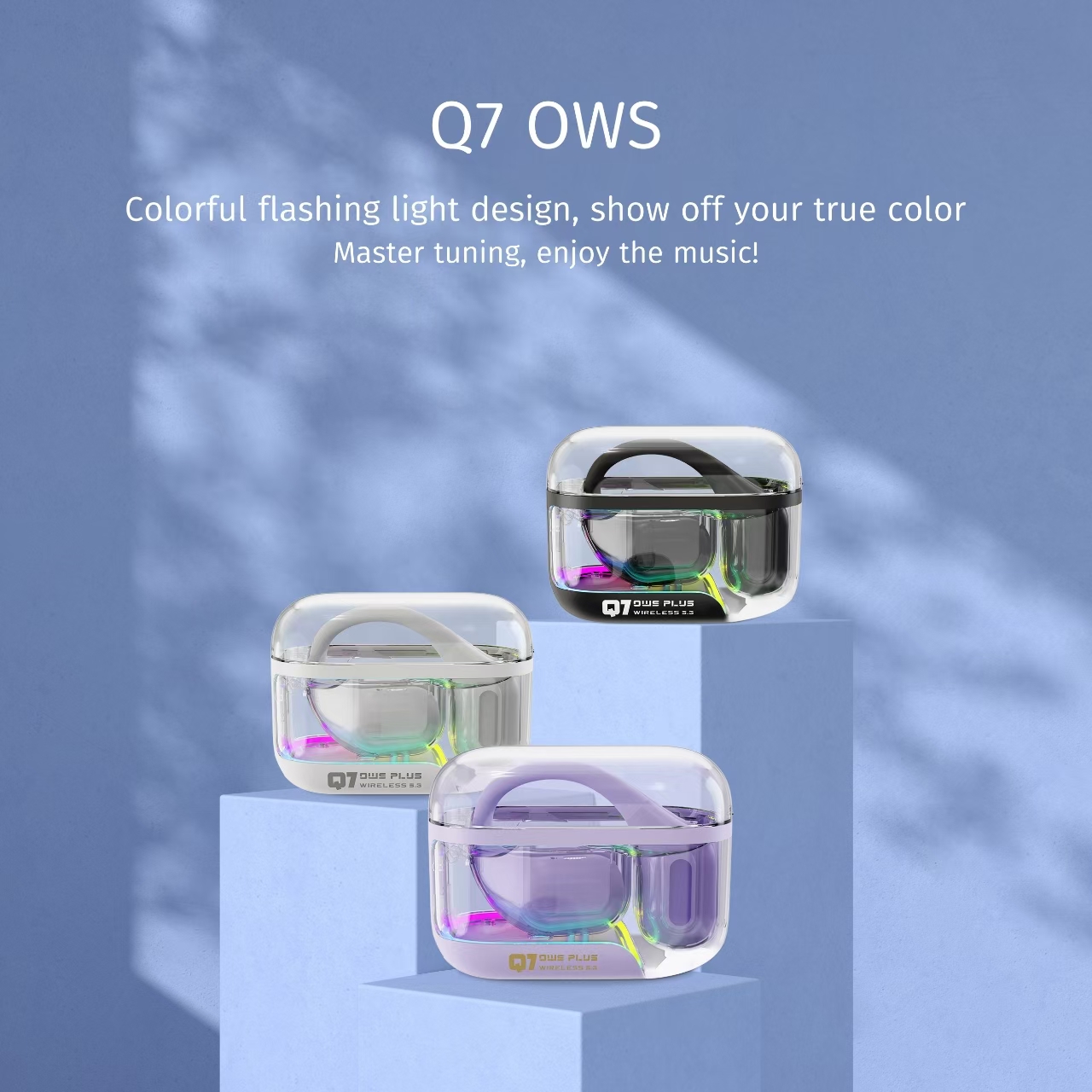 跨境爆款Q7-FEITUN-AI翻译耳机挂耳式彩色款式超高性价比工厂直销