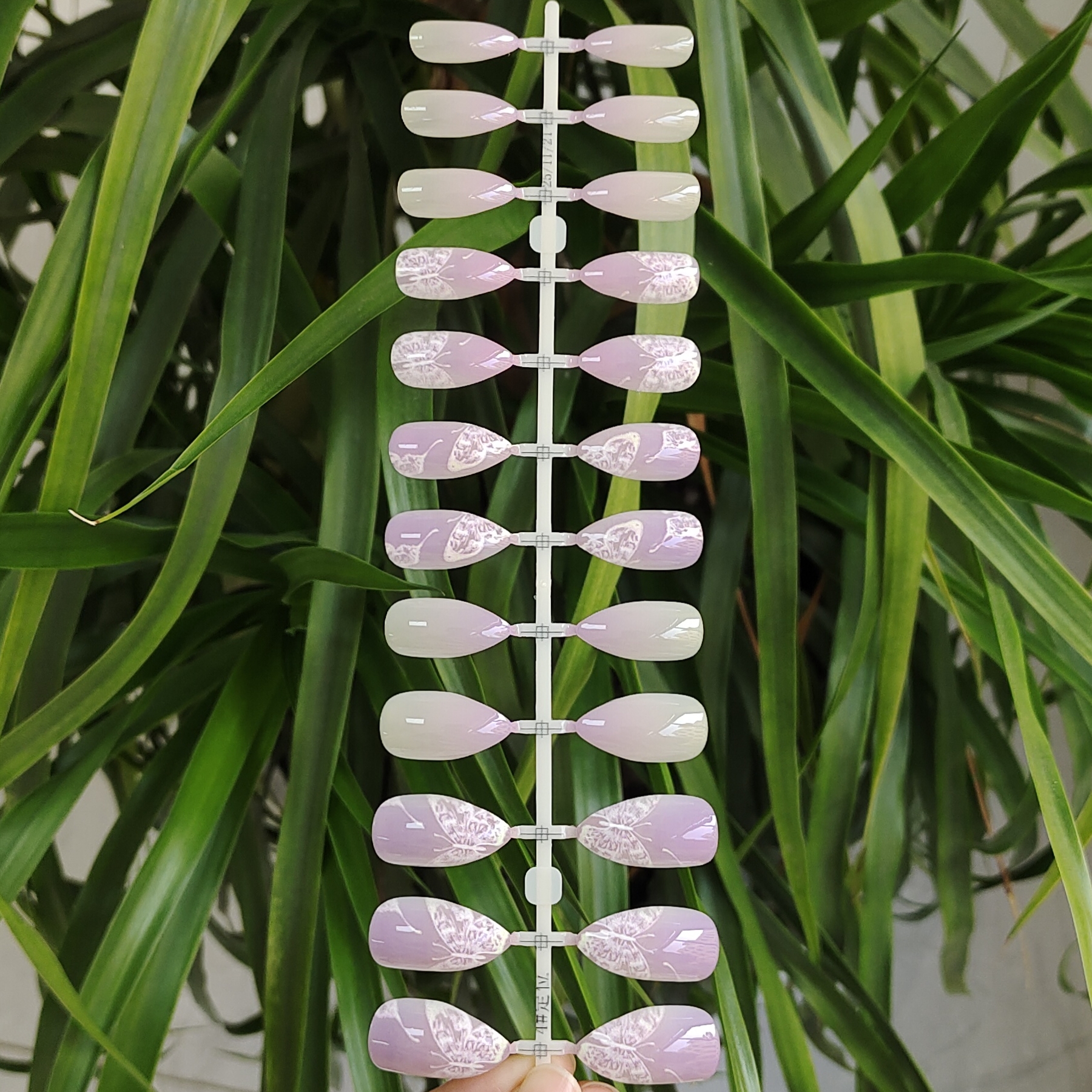 24 PCS PRESS ON NAIL TIPS STILETTO SHAPE PRINTING CRAFT SHAPE WITH BUTTERFLY SHAPE full figure