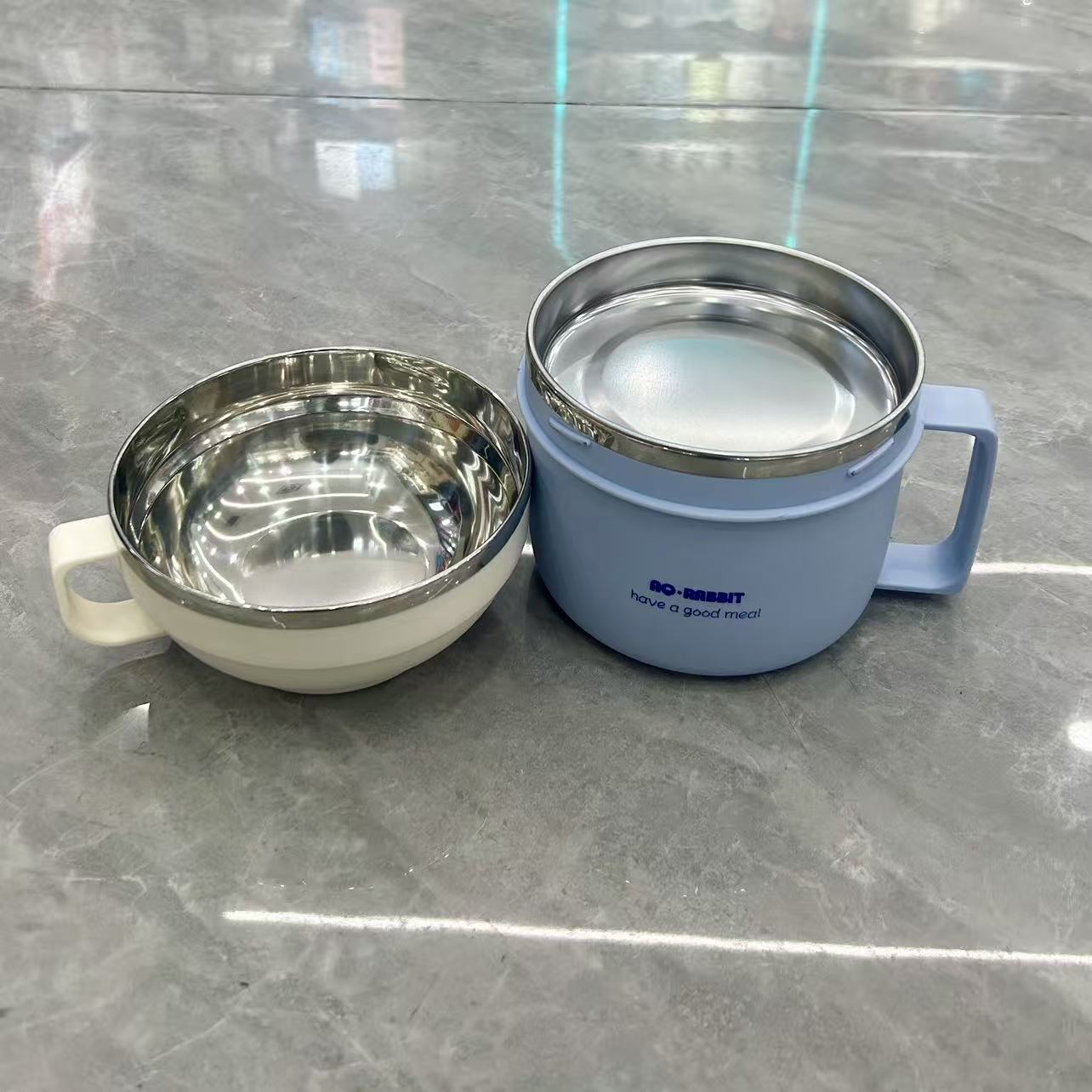 Instant noodle bowl with lid, stainless steel, insulated and large capacity for dormitory students, serving instant noodles in the cafeteria Specification image