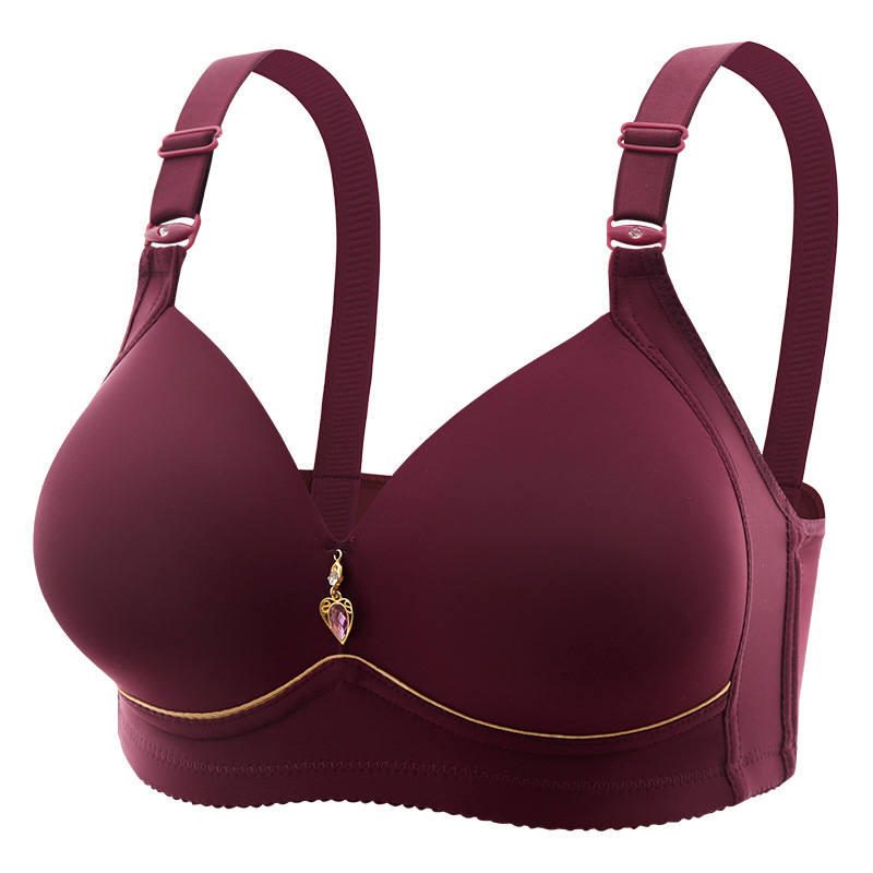 foreign trade order large size non-magnetic wireless push up breast holding adjustable plump girls underwear glossy four breasted bra Item Picture