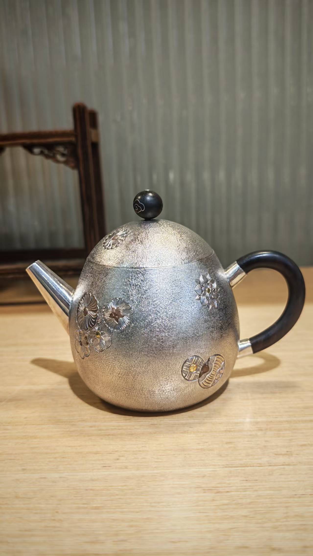 足银999太阳花泡茶壶