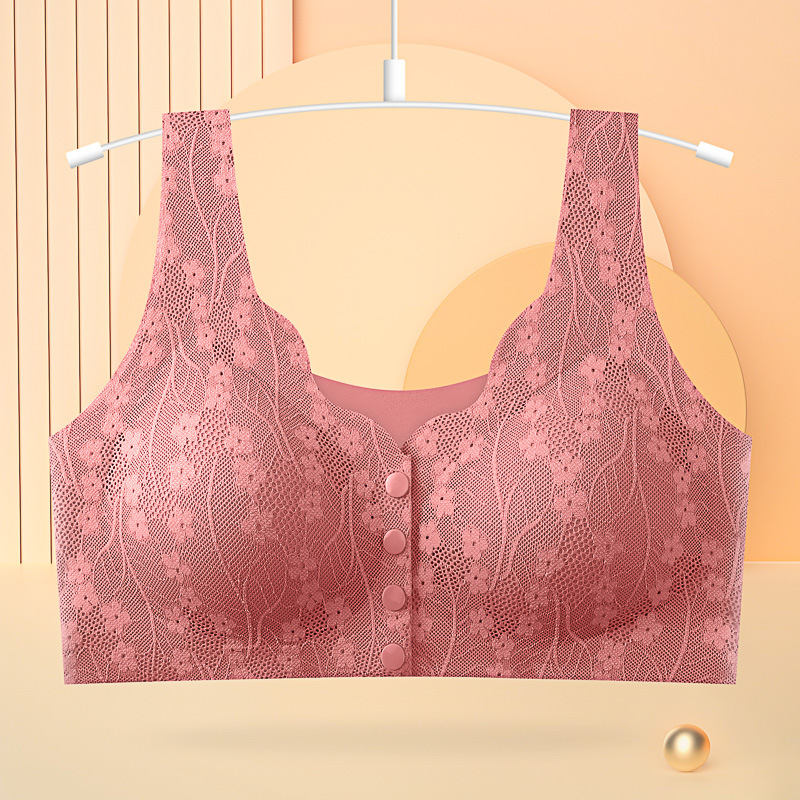 front buckle no sense of age middle-aged and elderly mothers thin underwear lace wireless bra women's nursing vest chest Specification drawing