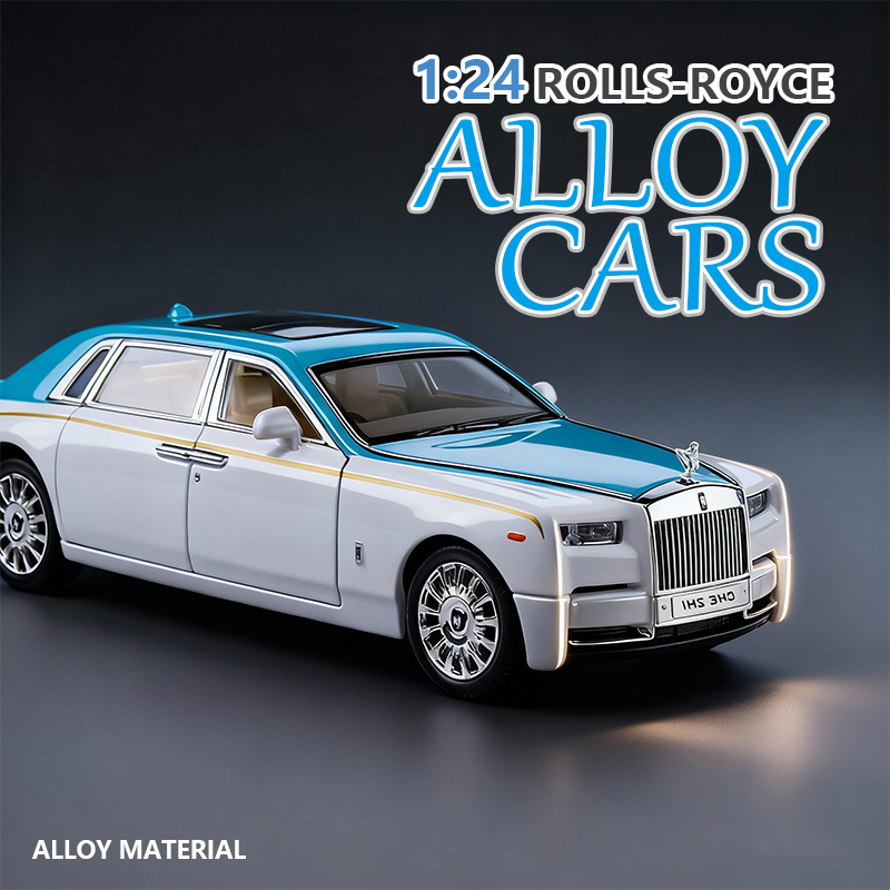 1:24 alloy car model simulation Rolls-Royce Phantom luxury car toy gift box Sound and Light Rebound car Item Picture