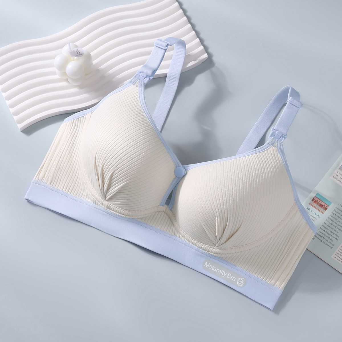 nursing bra push up and anti-sagging thin pure cotton nursing front buckle without steel ring maternity underwear exclusive for pregnancy details Picture