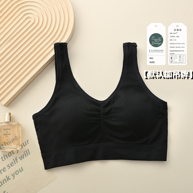 40.00 kg-100.00 kg sports wide shoulder backless bra women's fixed cup underwear tube top vest breathable plump girls large size wrapped chest Item Picture