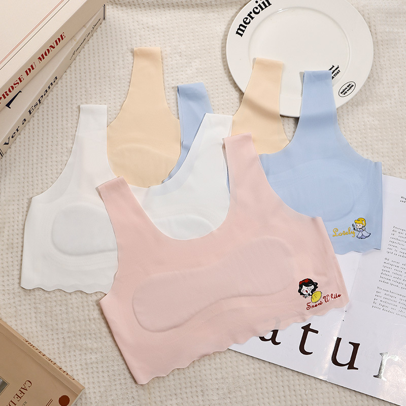 developmental girls girl's underwear 9-12 ice silk vest student children's underwear bra female summer seamless full figure