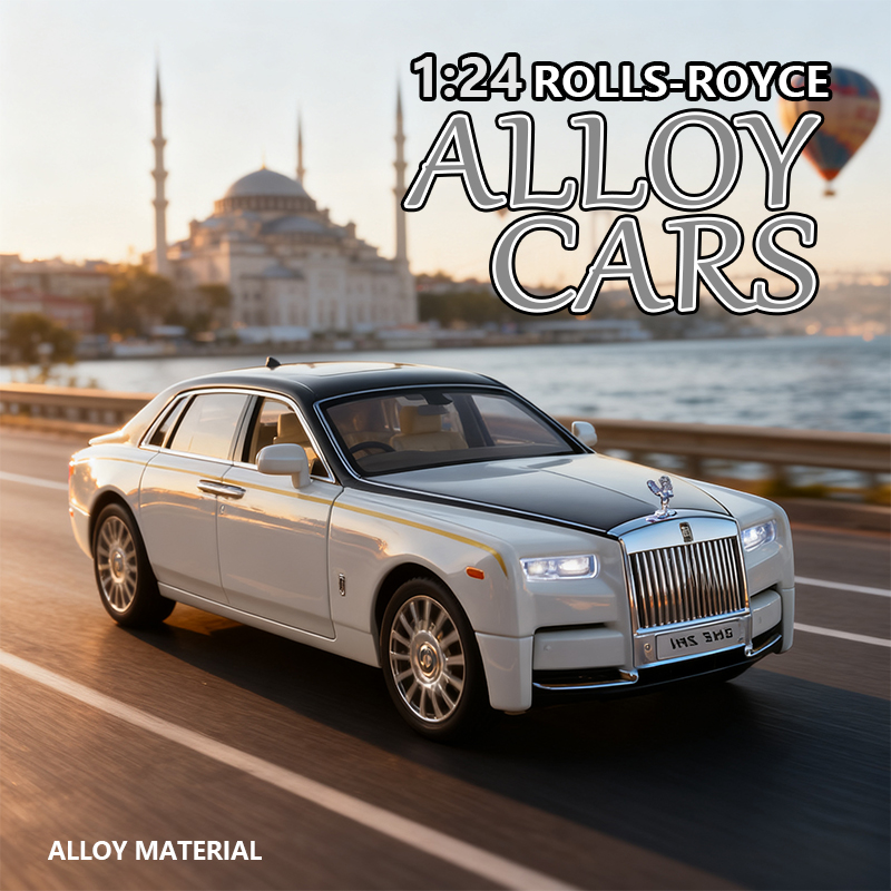 1:24 alloy car model simulation Rolls-Royce Phantom luxury car toy gift box Sound and Light Rebound car Specification image