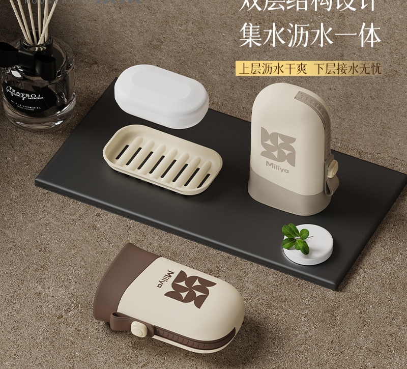 The T54-Y-9116 soap box is a sealed portable soap box with a lid that drains water. It is a soap storage box for business trips and can stand upright Specification image