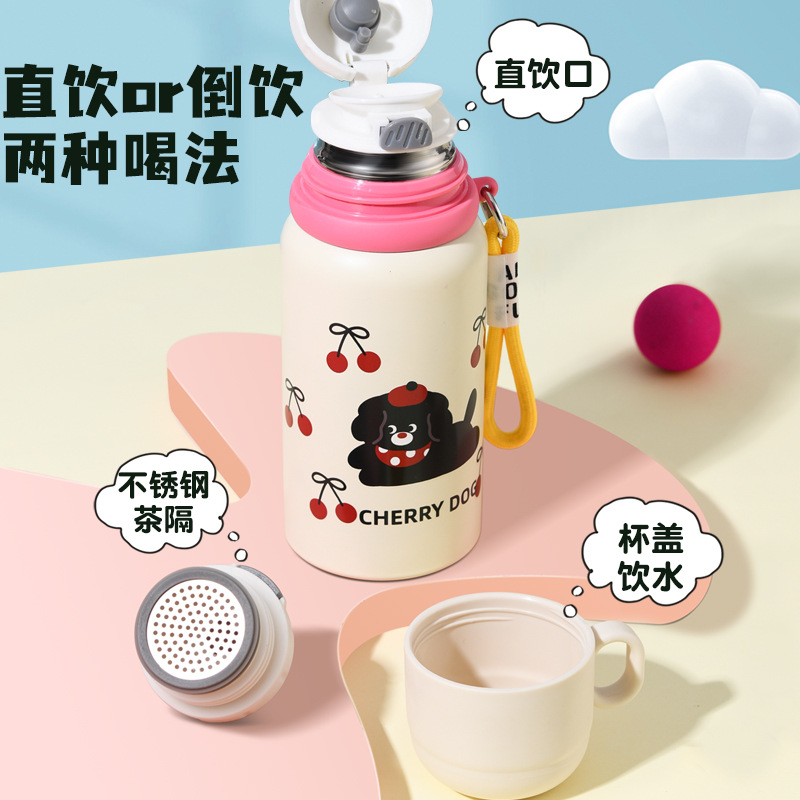 double drink vacuum cup bottle for children 316 men's and women's stainless steel water cup kettle straw cup large capacity custom gift details Picture