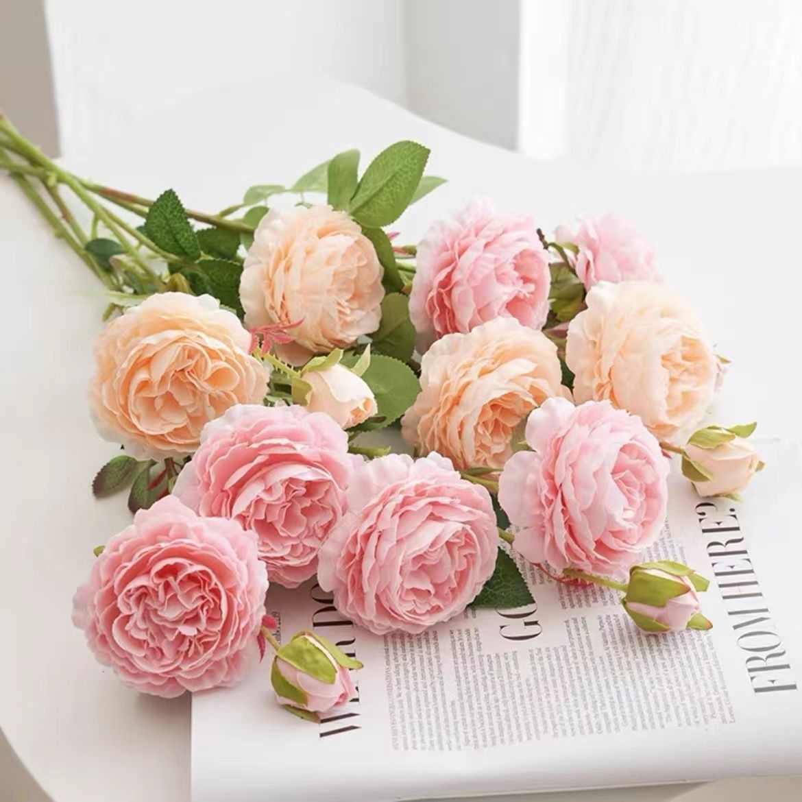 ins style western peony artificial/fake flower silk flower rose bouquet home living room and dining table decoration photo props Application Scenario