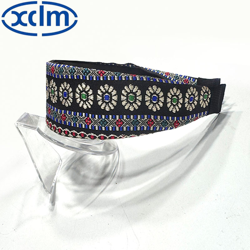 Retro hairpins, wide-brimmed hair bands, embroidered ethnic floral hair clips, face wash headbands, hair accessories, high head, widened and exquisite Specification image