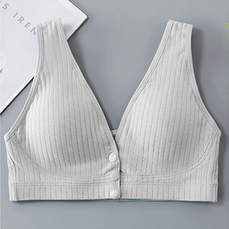 nursing bra pure cotton pregnant women thin rib vest nursing underwear without steel ring front buckle breathable nursing bra full figure