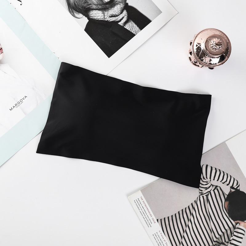 seamless ice silk backless crop-top bandeau student female strapless bra and undershirt traceless bottoming with chest pad hook and eye closure ice silk underwear female Specification drawing