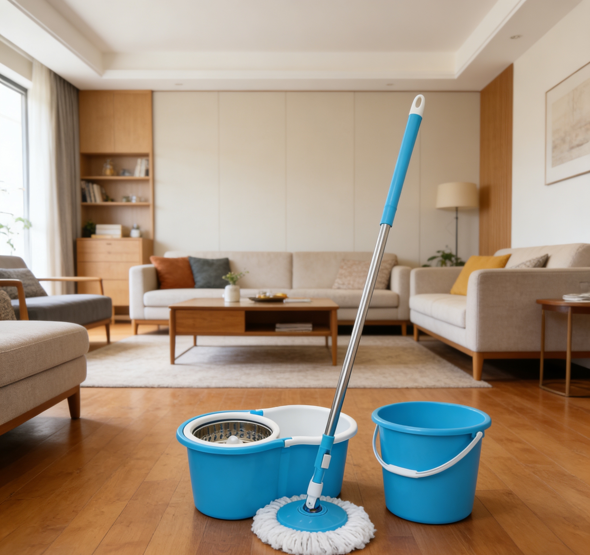 Hand-free rotating mop, a household lazy mopping wonder, automatic dehydration one-mop clean with bucket set, a lazy rotating mop, hand-free with bucket set, a household bathroom and kitchen water-absorbing mop wonder